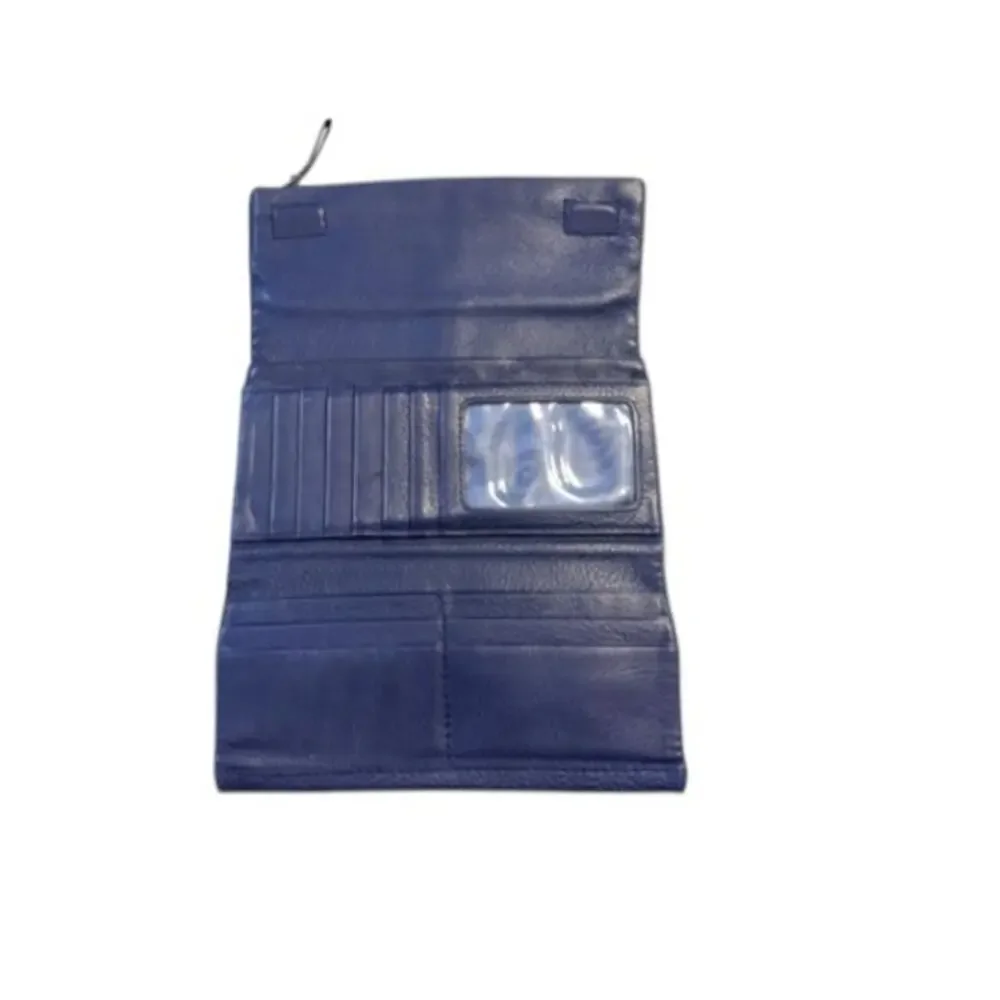 Brighton Nolita Shimmer Large Wallet Navy Leather Flap Magnetic Snap $190 Retail